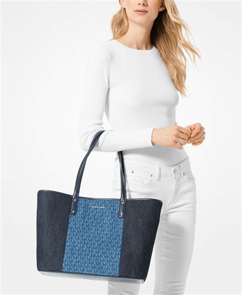 michael kors carter denim open tote handbag|Michael kors denim tote + FREE SHIPPING .